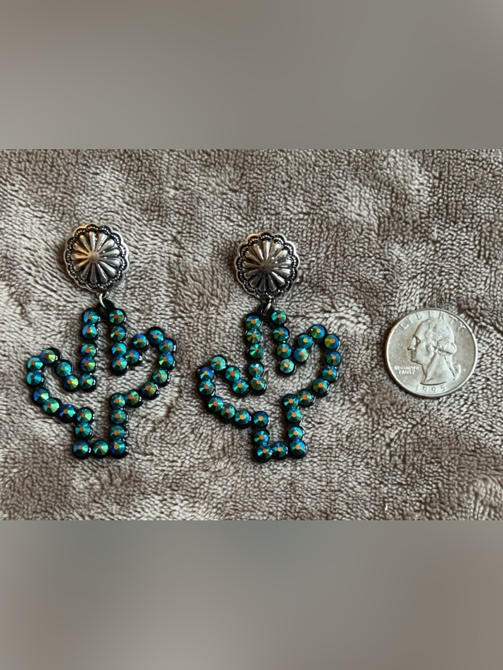 Turquoise Crystal Cactus Earrings